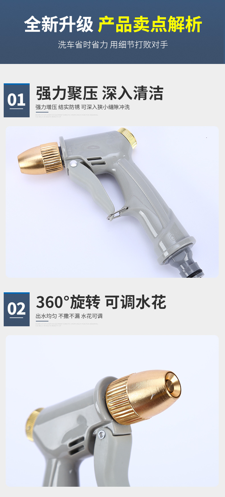 Suitable for high-pressure car washing water gun, household plastic gun body, garden watering tool, multi-functional, copper-plated