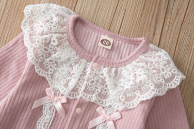 Korean baby creeper 2020 spring and autumn NEW BABY BODYSUIT baby palace Lace Princess long sleeve Romper