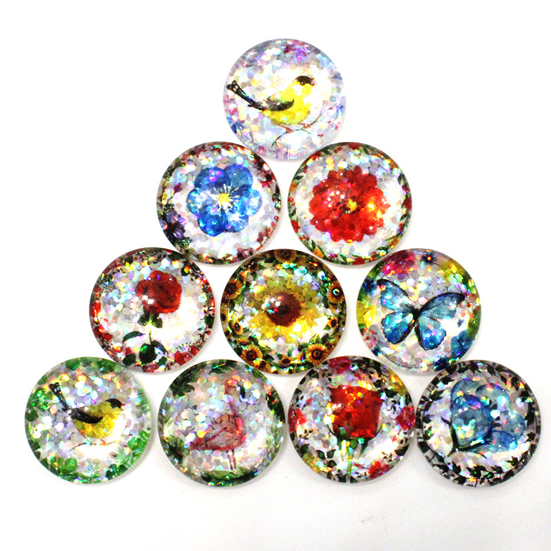 時間宝石光沢のあるガラスパッチリングフェイスイヤリングキーホルダー diy ジュエリーアクセサリー