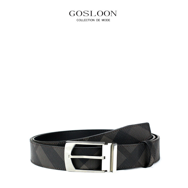 French GOSLOONMen's First-layer Cowhide Business Pin Buckle Belt Double-sided Dual-use Leather Belt