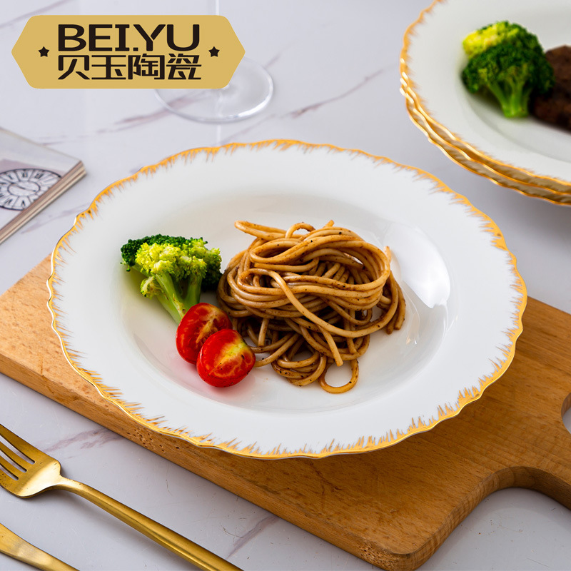 Beiyu small bee plate dish household bone china deep plate creative ceramic plate dumpling plate Net red tableware wholesale