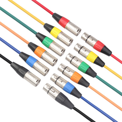 锌合金壳镀银接点无氧铜XLR三芯卡农公对母声卡话筒彩色麦克风线