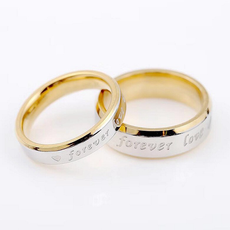 En Gros Coréen Lettrage En Acier Titane 18k Or Couple Anneau Nihaojewelry display picture 1