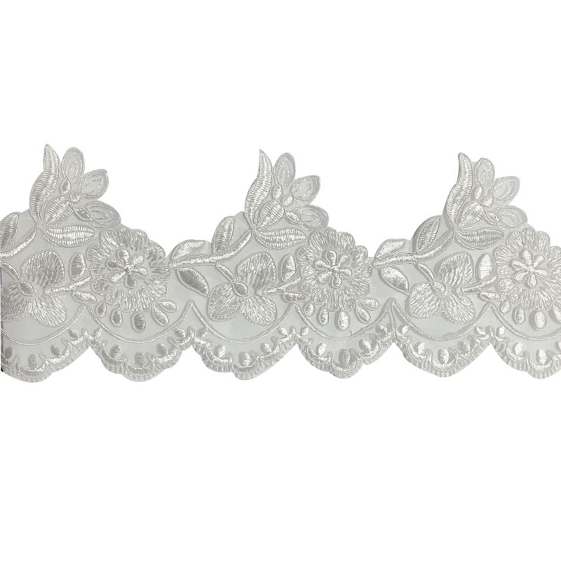 黑白色涤光水溶条码车骨花边婚纱欧根纱玫瑰花条码骨绳条码现货