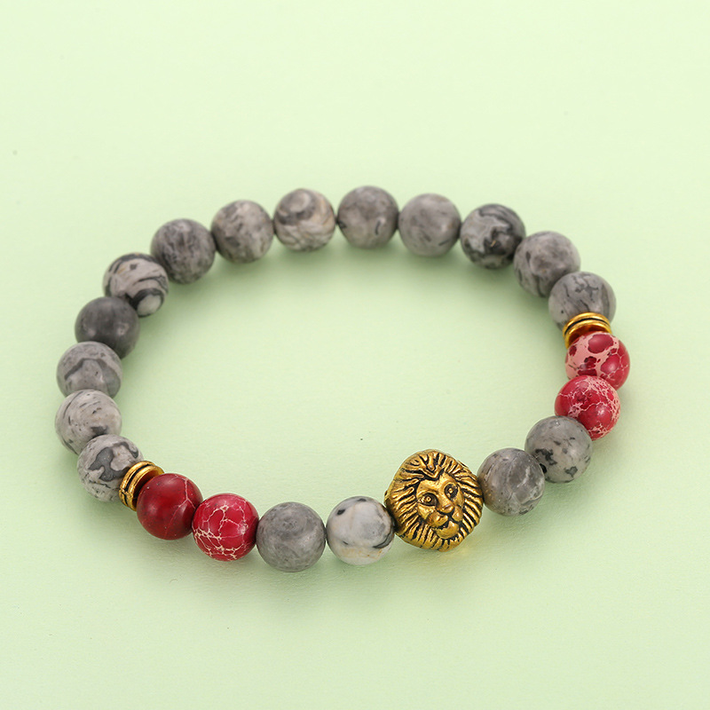 AliExpress Amazon Foreign Trade Popular Style Alloy Lionu0027s Head Beads Bracelet Menu0027s Europea