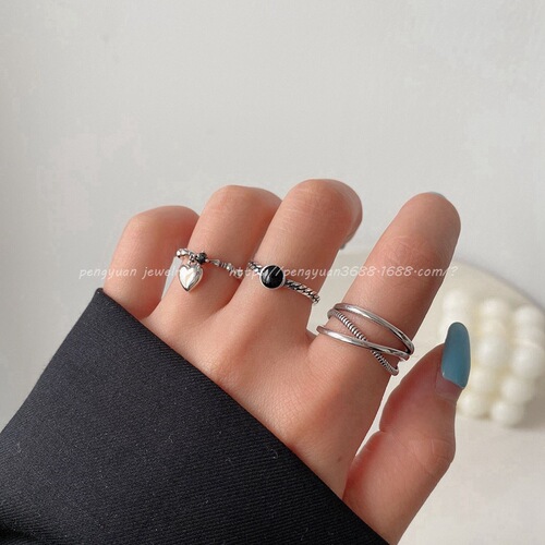 South Korea's Dongdaemun Cross Cold Wind Open Ring Women's Ins Trend S925 Silver Simple Index Finger