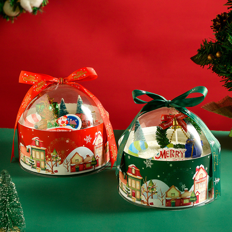 新款网红烘焙包装盒圣诞慕斯球蛋糕盒慕斯蛋糕盒子透明西点盒批发