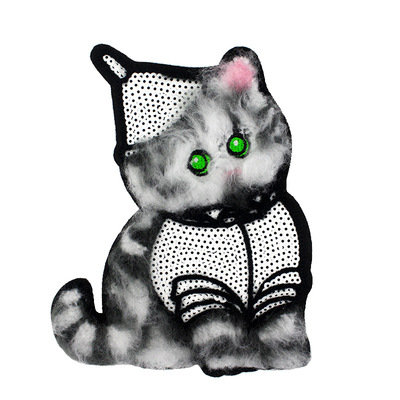 时尚百搭贴布绣亮片速卖通亚马逊补丁贴衣服装饰布贴猫 现货批发