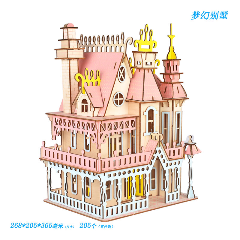Деревянная вилла, реалистичная игрушка, головоломка, 3D, DIY