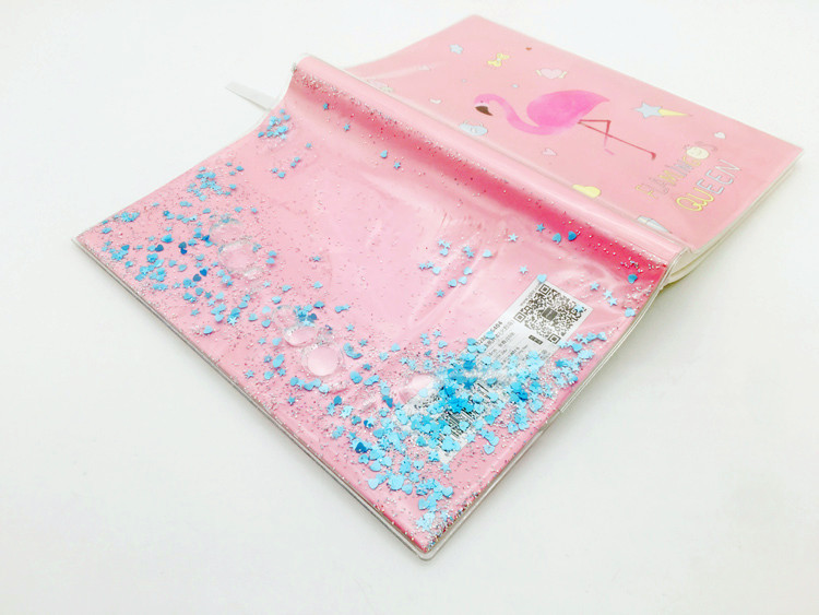 厂家直销32K盒装亮片书本胶套 PVC入油亮片流沙笔记本封面