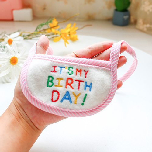 Dog and cat saliva scarf, birthday bib, pet scarf, puppy cat scarf, embroidered triangle scarf, small dog neck cover