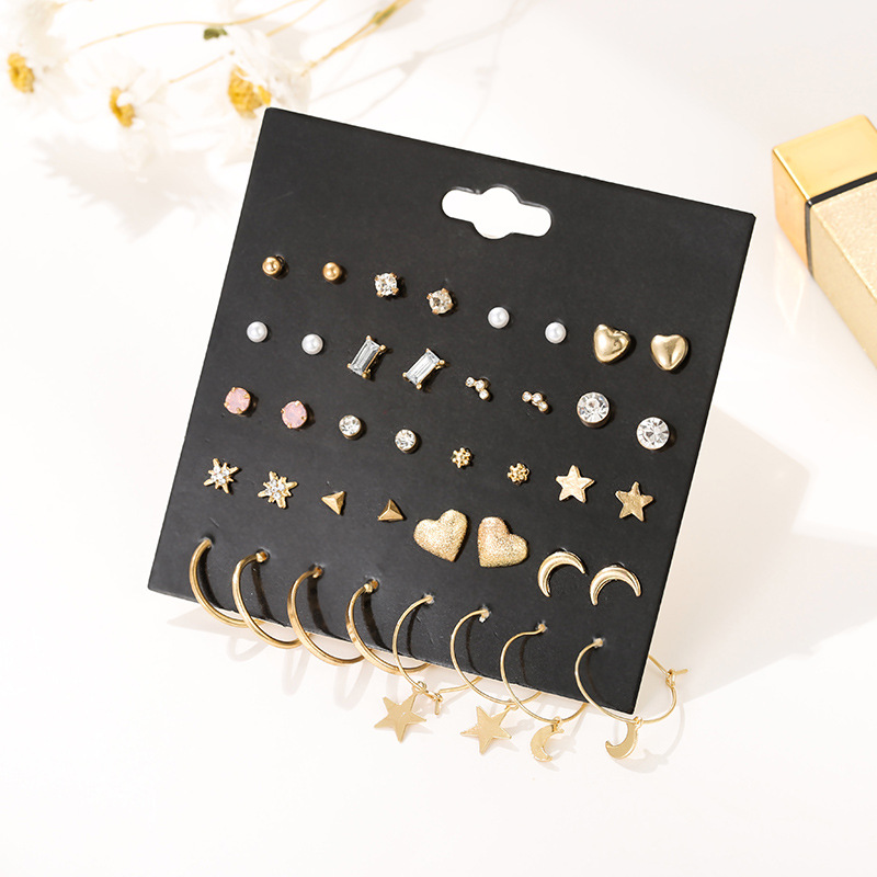 20 Pairs Card Combination Set Earrings Small And Cute Earrings Ear Jewelry Wholesale Nihaojewelry display picture 3