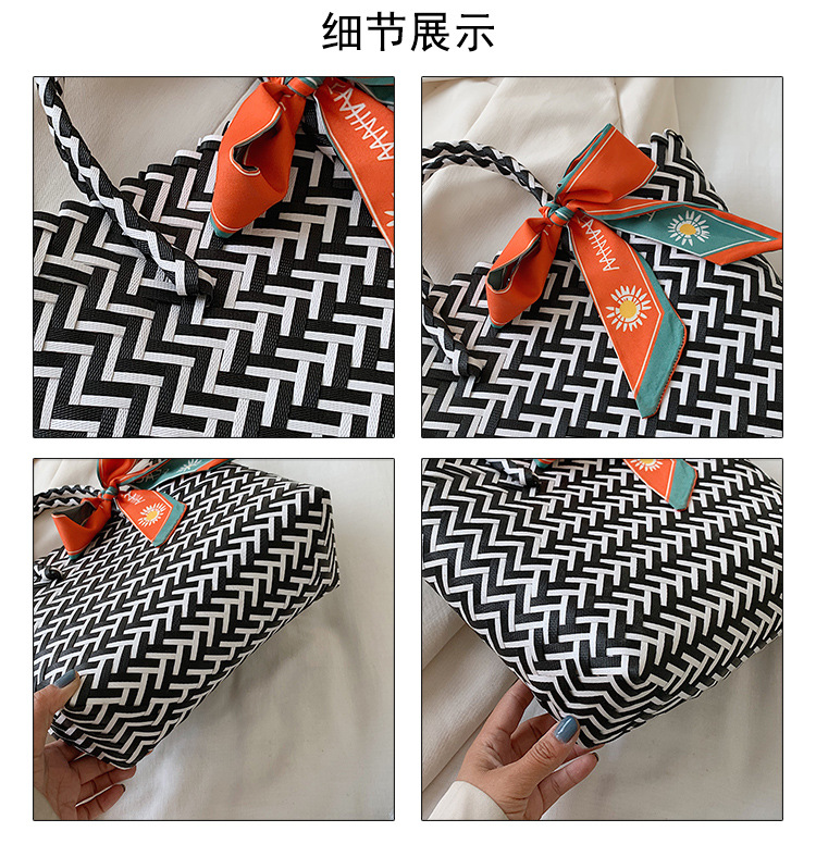 Nueva bolsa tejida de moda bolsa de compras bolsa bolsa femenina cesta de verduras bolso simple bolsa de paja hecha a mano de gran capacidadpicture5