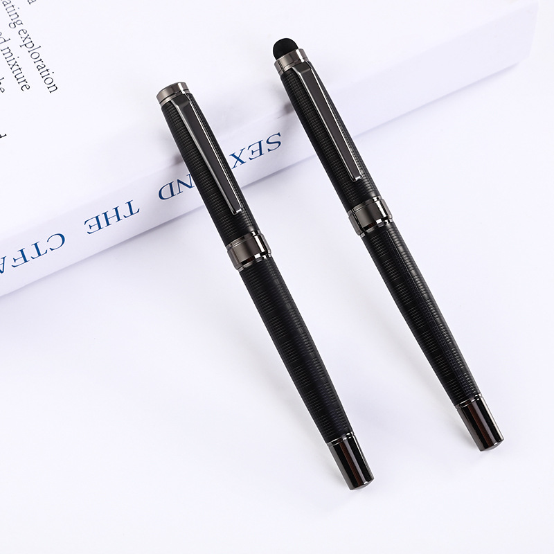 Pluma de firma de negocios negro suministro directo de fábrica pluma de firma de metal pluma de perla pluma táctil pluma de metal logotipo personalizado