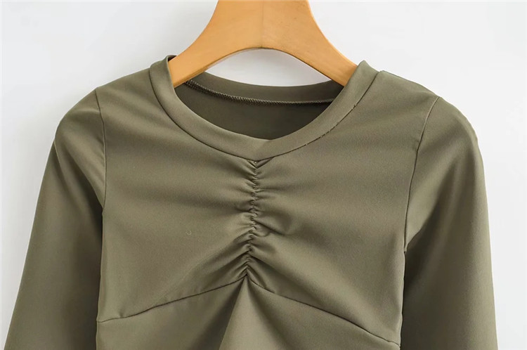 Pleated breast-shaped round neck bottoming shirt  NSLD22420