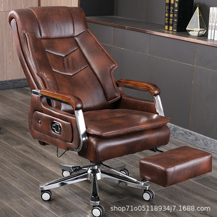 Computer Chair Home Leather Business Boss Chair Reclining Office Chair Comfortable Large Class Chair Reclining Lifting Swivel Chair