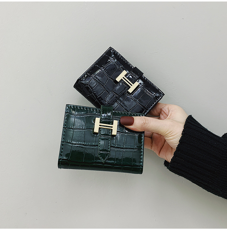 المرأة المحفظة قصيرة الكورية مشبك عملة محفظة متعددة بطاقة حقيبة display picture 5