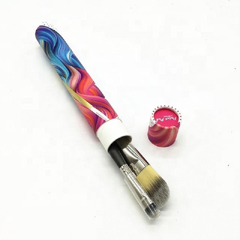 小尺寸彩色黑色logo烫金化妆刷纸筒纸罐圆形