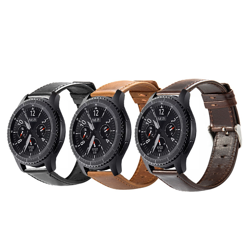 In stock wholesale for Samsung S3 retro Crazy Horse pattern genuine leather strap Huawei watch GT2 watch strap 22mm