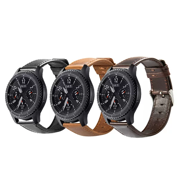 In stock wholesale for Samsung S3 retro Crazy Horse pattern genuine leather strap Huawei watch GT2 watch strap 22mm