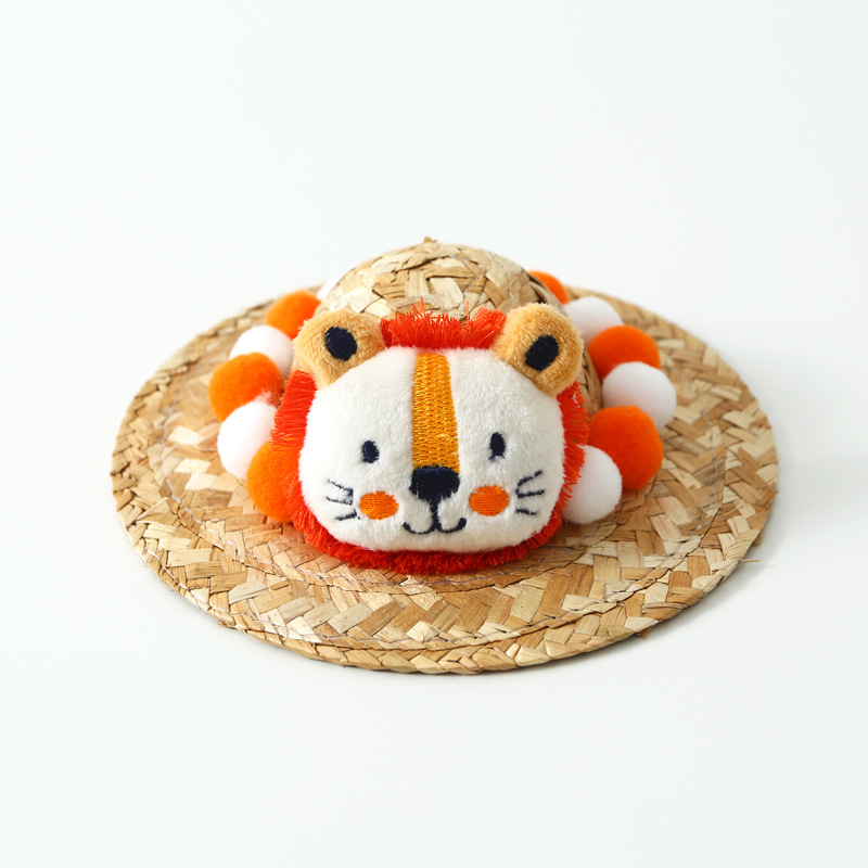 Mascota gato perro conejo sombrero de paja de verano de dibujos animados amarillo pato bola brote de frijol lindo mascota decorativa Red sombrero rojo accesorios de tiro image 11