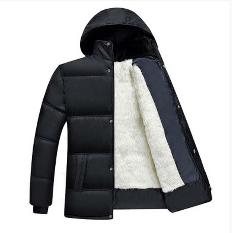 冬季爸爸装中老年加绒加厚连帽大码休闲棉衣男士修身棉服外套棉袄