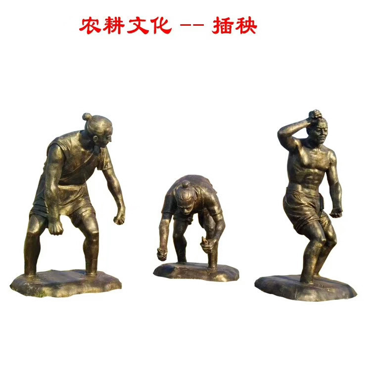 玻璃钢厂家定制农耕插秧耕种施肥推车牧童骑牛仿铜人物铜人大雕塑