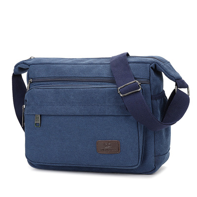 Bolso de mensajero de lona para hombre, gran capacidad, múltiples compartimentos, estilo casual