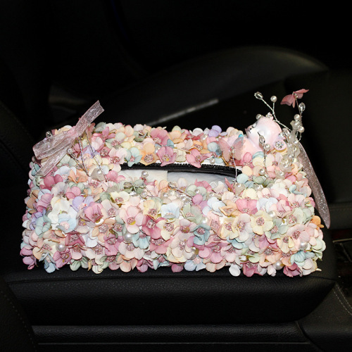 Car tissue box, simulated flower, car decoration, fashionable ornament, paper box holder, creative car in-car napkin box