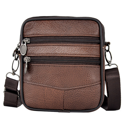 The single shoulder bag Innocence cowhide man outdoors motion Middle and old age Belt mobile phone Waist pack Stall Night market Source of goods