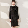 French Ladies Autumn and winter new pattern Lapel Diamond bow coat Tweed skirt fashion suit