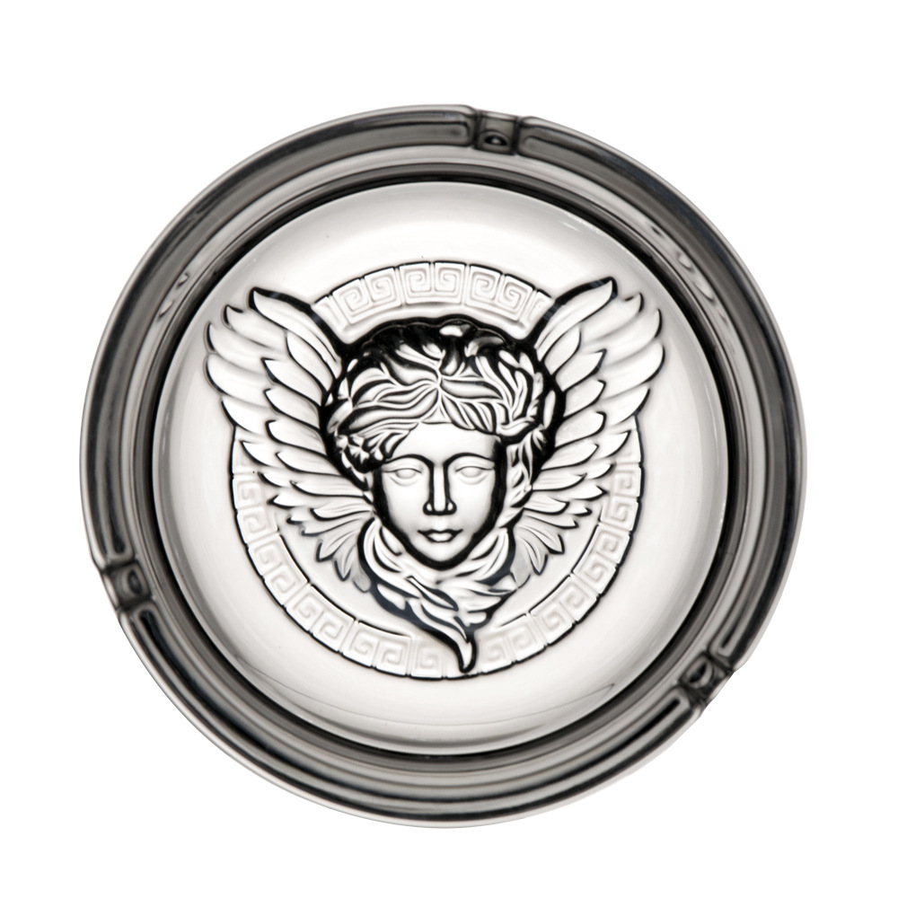 创意欧式家用客厅水晶玻璃烟缸 浮雕电镀经典加厚雪茄烟缸美杜莎