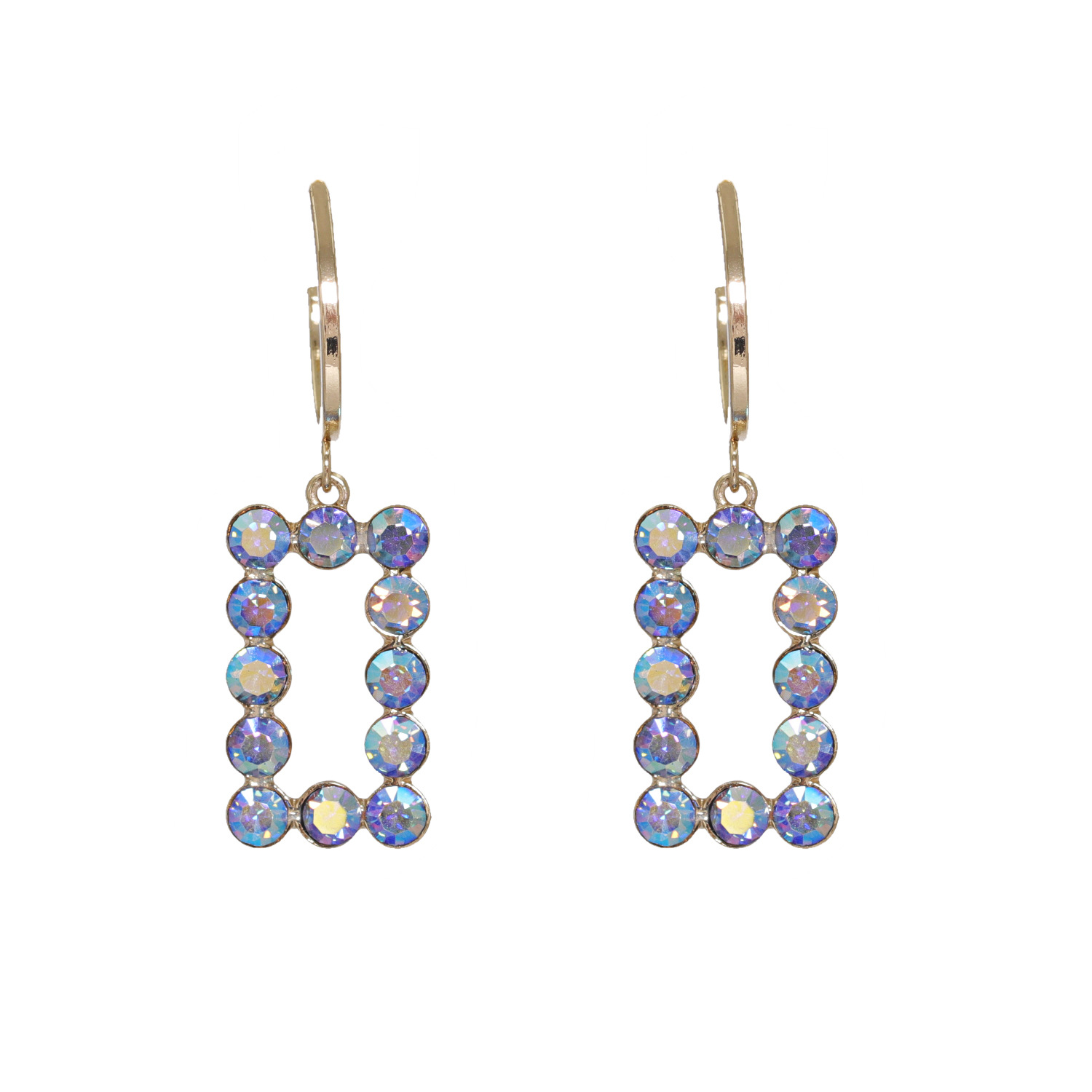 54438 Korean Style New Fashion All-match Diamond Geometric Earrings Artificial Water Geometric Stars Earrings Cross-border Supply display picture 1