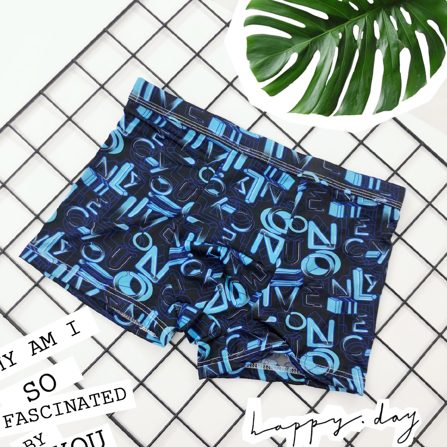 2加 夏款高档冰丝男士内裤个性潮男士平角裤透气四角短裤底裤小码