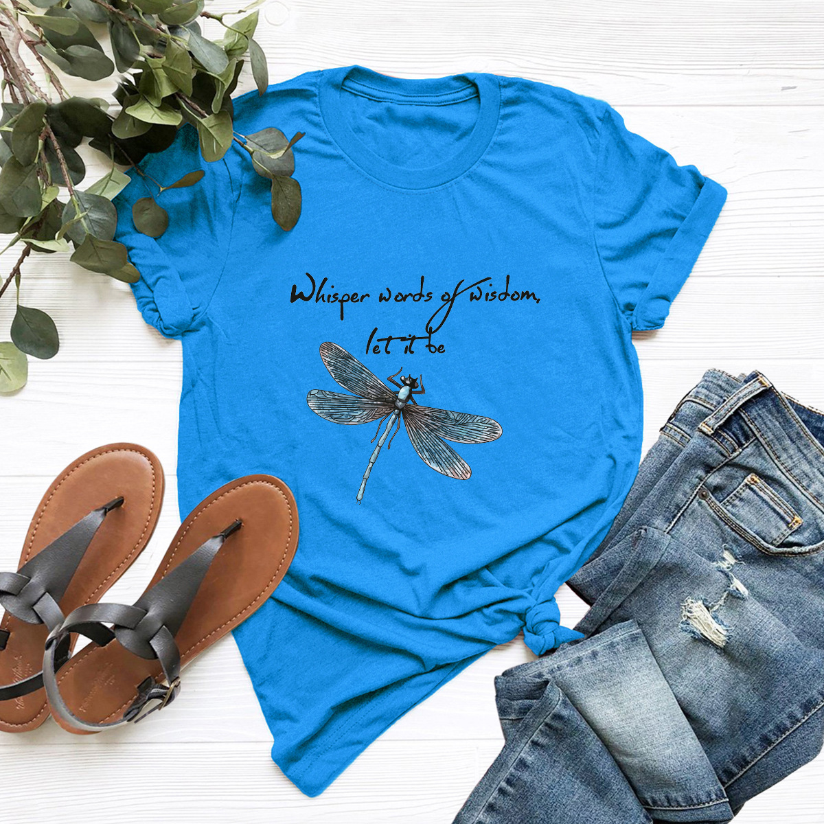 dragonfly letters comfortable short-sleeved T-shirt NSSN1474