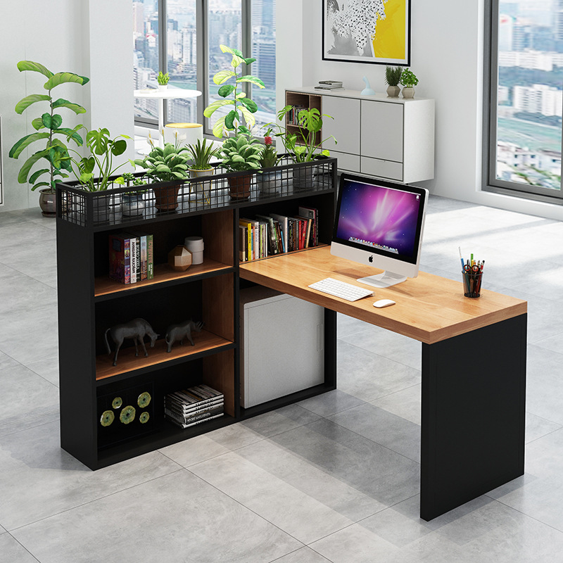 Office Administrative Office Desk and Chair Combination Staff Single Creative Belt Storage Rack Work Desk Desktop Computer Desk
