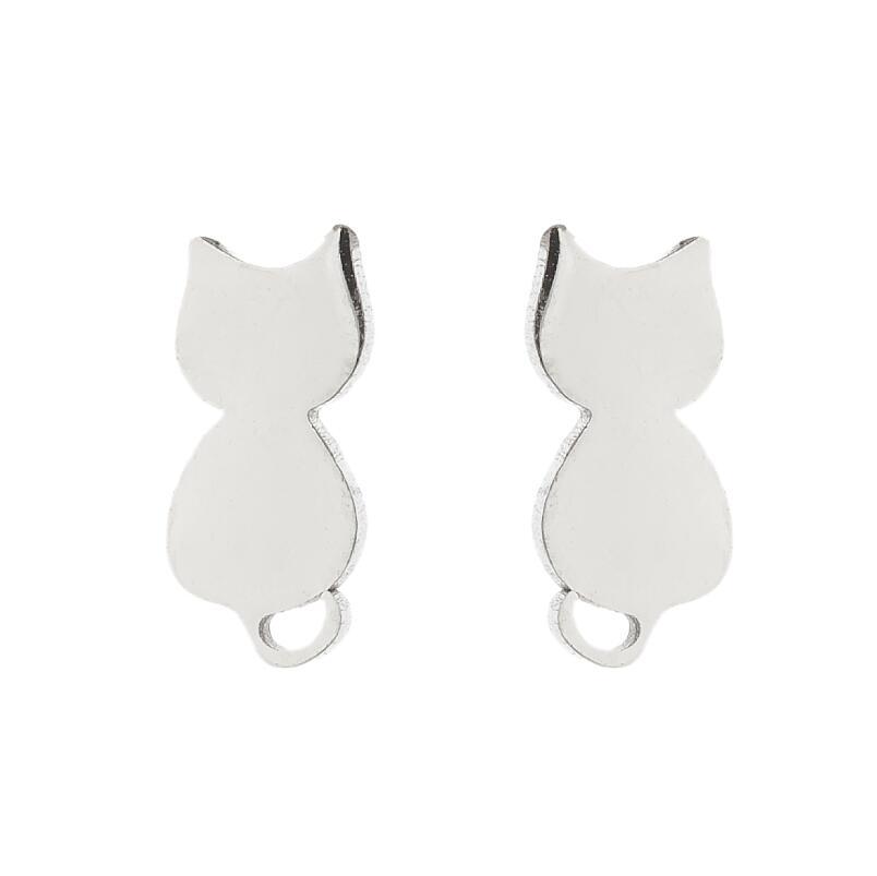 Daily Occasion 304 Stainless Steel Material PVD Coated 18K Gold Real Gold Plated Cat 304 Stainless Steel Cute Waterproof Non Tarnish Ear Studs