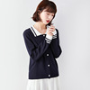 Lapel color contrast cardigan with Korean women’s top