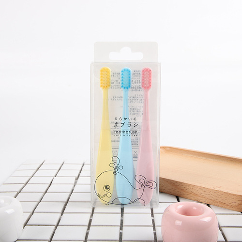 T children's toothbrush set of 3 cartoon children's soft bristle toothbrush set macaron color factory direct sale