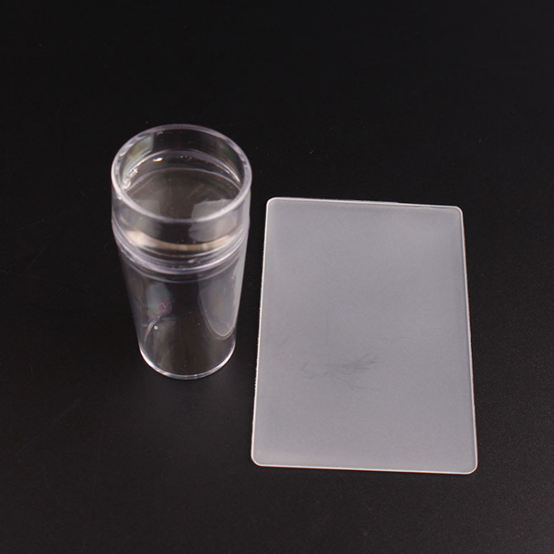 Transfronteriza manicura nuevo sello transparente con tapa mango totalmente transparente sello de silicona cabeza de sello transparente en stock al por mayor