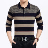 Middle and old age dad Sweater jacket Easy middle age man Lapel Long sleeve sweater stripe Lapel Large