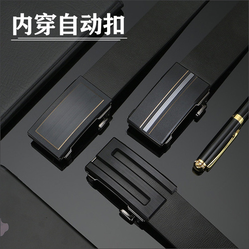 Dulilu inner wear automatic buckle belt men's genuine leather belt cowhide Korean style casual men's belt wholesale