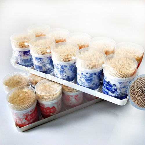 Creative square box simple toothpick double-ended wholesale disposable bamboo hotel restaurant simple square box toothpick