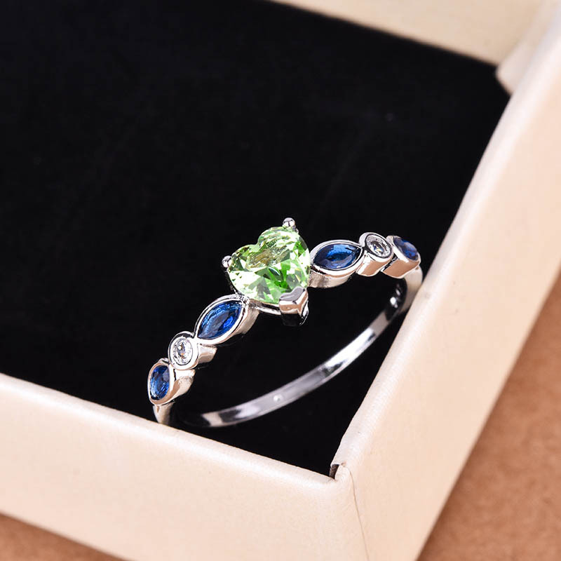 8g Weight Birthstone Inlay Material Rings Classification 6, 7, 8 Ring Size 1 Piece Quantity Fashion Heart Shape Copper Inlay Birthstone Rings 1 Piece