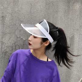 2019帽子女韩版学生男防紫外线太阳帽透明pvc鸭舌帽女韩版空顶帽