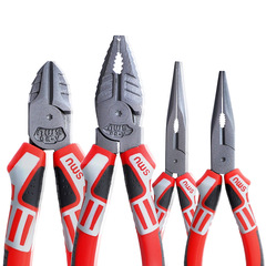 German-style electrician's multi-purpose wire pliers, needle-nose pliers, diagonal cutting pliers with thickened jaws, made from chrome-vanadium steel—precision-engineered for industrial use.