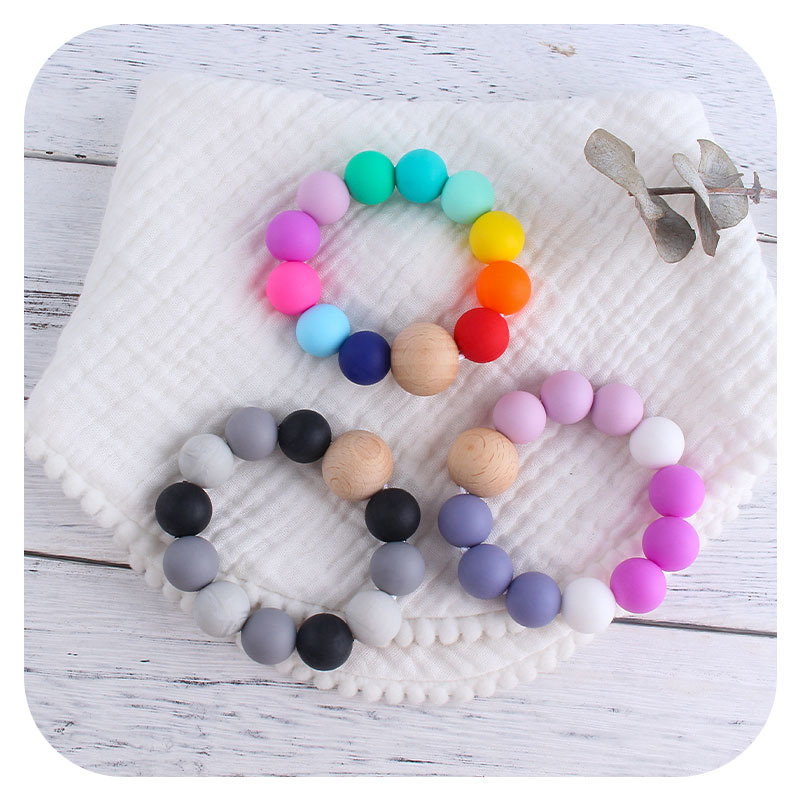 Nueva DIY creativo Beech cuentas de silicona pulsera juguete teether Seguridad Protección del Medio Ambiente cuentas de silicona pulsera teether stick