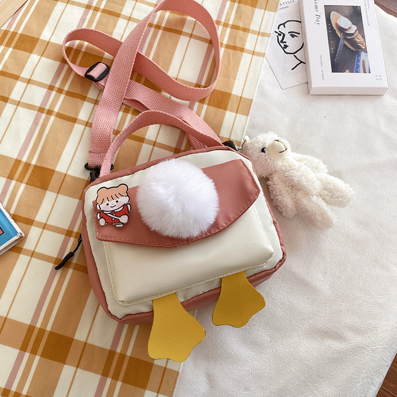 Creative and personalized duck-butted single-shoulder small square bag for women 2021 cross-border bag canvas mobile phone coin purse undefined