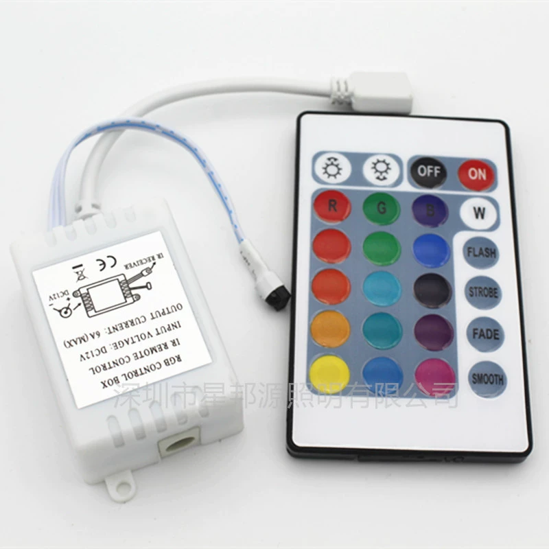 Controller, wireless remote control, light strip, LED lamp, 24 keys, 12v