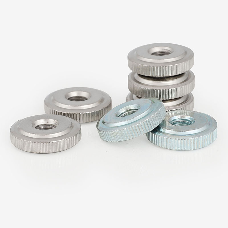 镀锌手拧螺母GB807 镀镍滚花薄头螺母 平头螺帽 M3M4M5M6M8M10